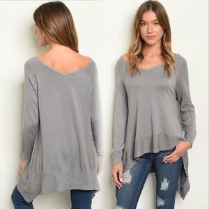 Gray Women's Asymmetrical Hem Top